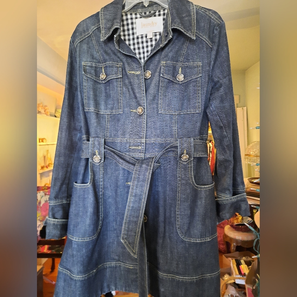 Women's Laundry Denim Trench Coat by Shelli Segal Size Large